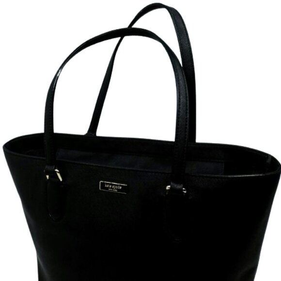 KATE SPADE~Dally Laurel Way~ BLACK LEATHER DAILY TOTE SHOULDER ZIP TOP BAG - Picture 7 of 7